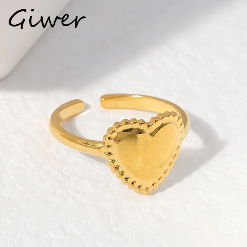 

Кольцо женское регулируемое в форме сердца, из нержавеющей стали