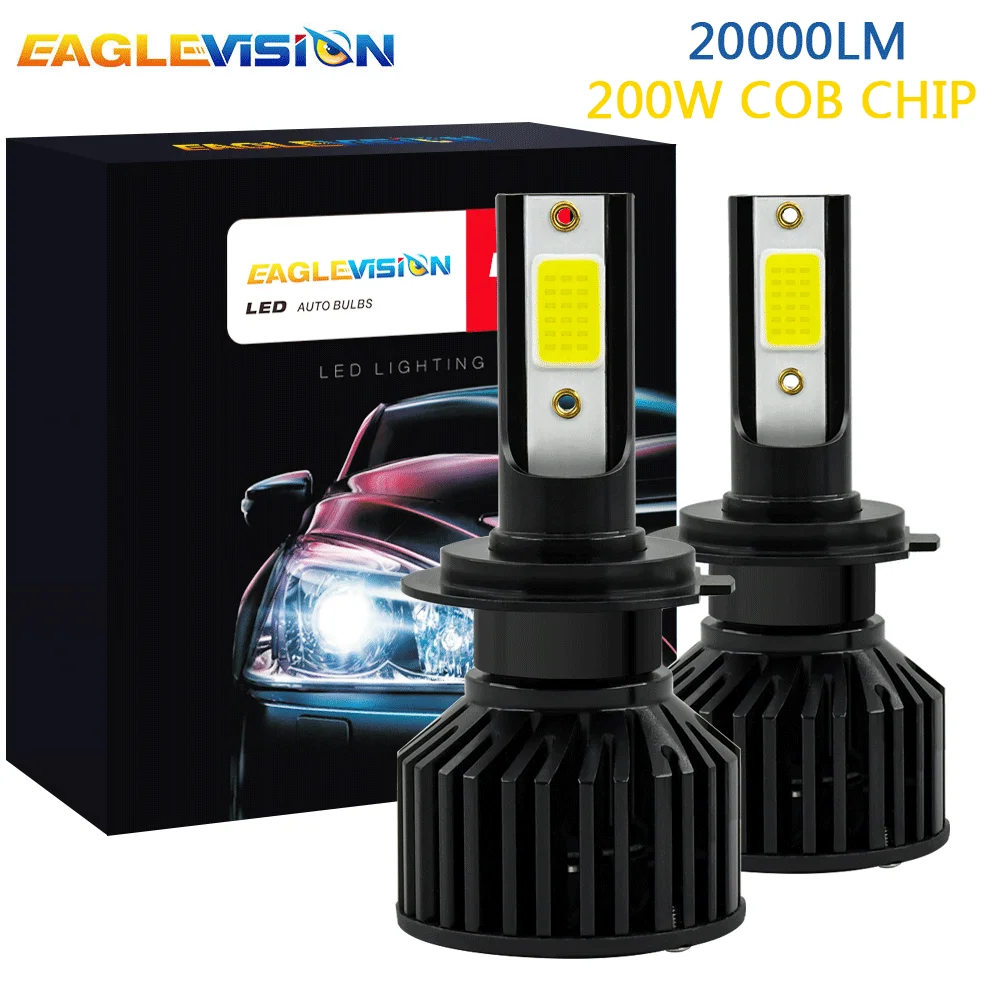 

EAGLEVISION Auto H7 светодиодный лампочка для фар проекция 200w Дальний свет 9005 9006 H1 H4 H7 H11 24V 6000k белая фотолампа для автомобиля светодиодный 12V 24V