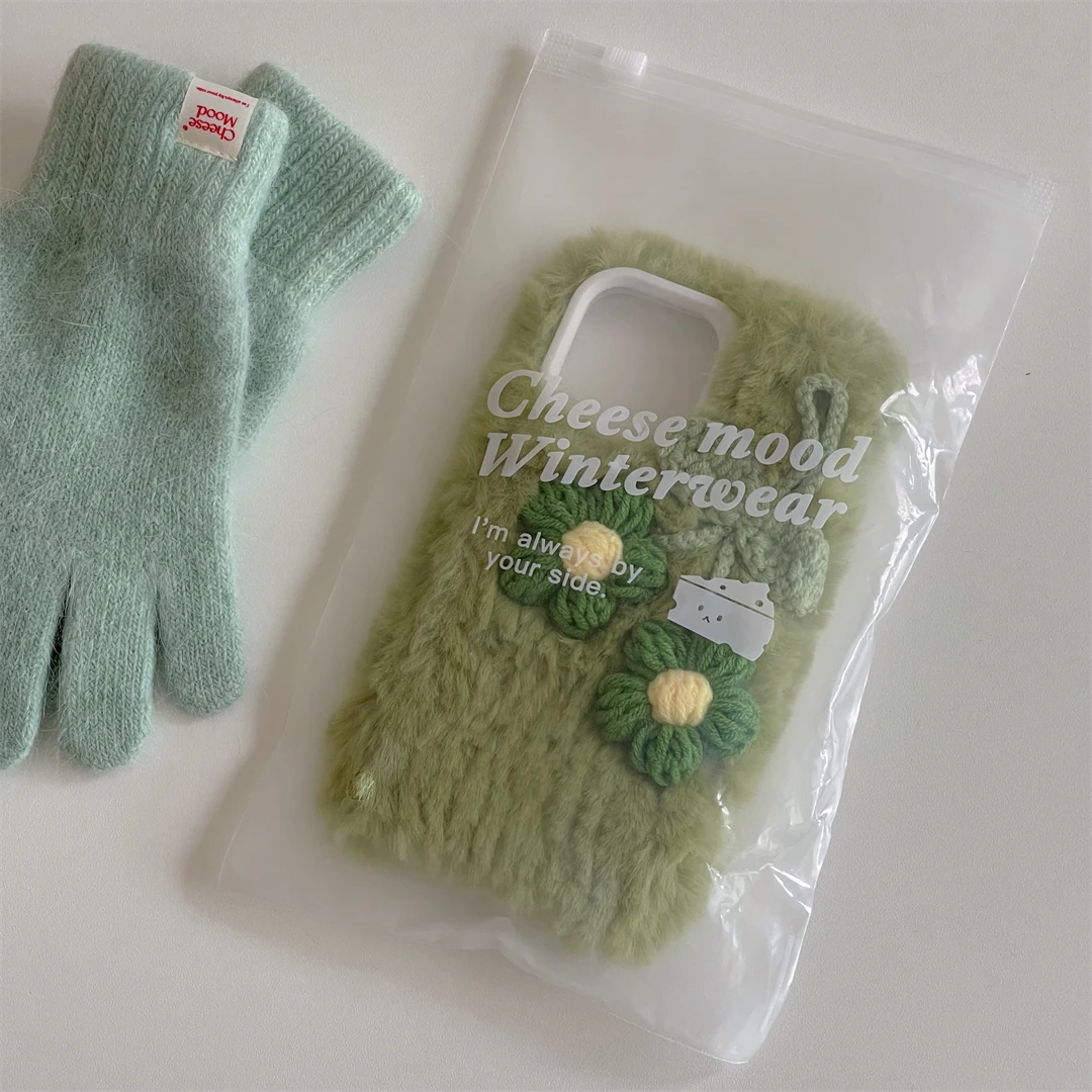 Плюшевый вязаный цветок 8 цветов полный комплект чехол для телефона iPhone 13 Pro Max 11 12