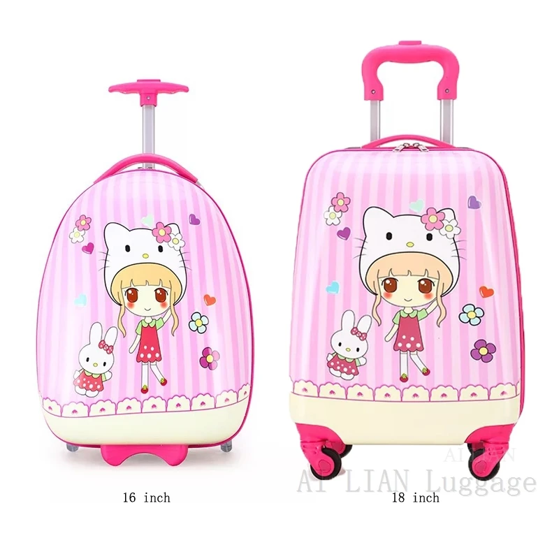New kids rolling luggage travel suitcase spinner wheels trolley luggage bag children's cabin carry on suitcase cartton animal