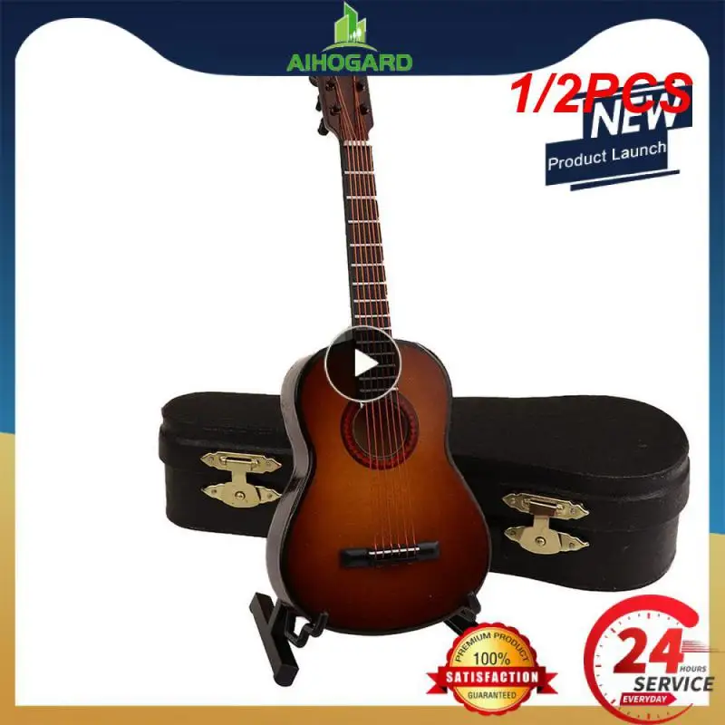 

1/2PCS Mini Classical Guitar Wooden Miniature Guitar Model Musical Instrument Guitar Decoration Gift Decor For Bedroom Living