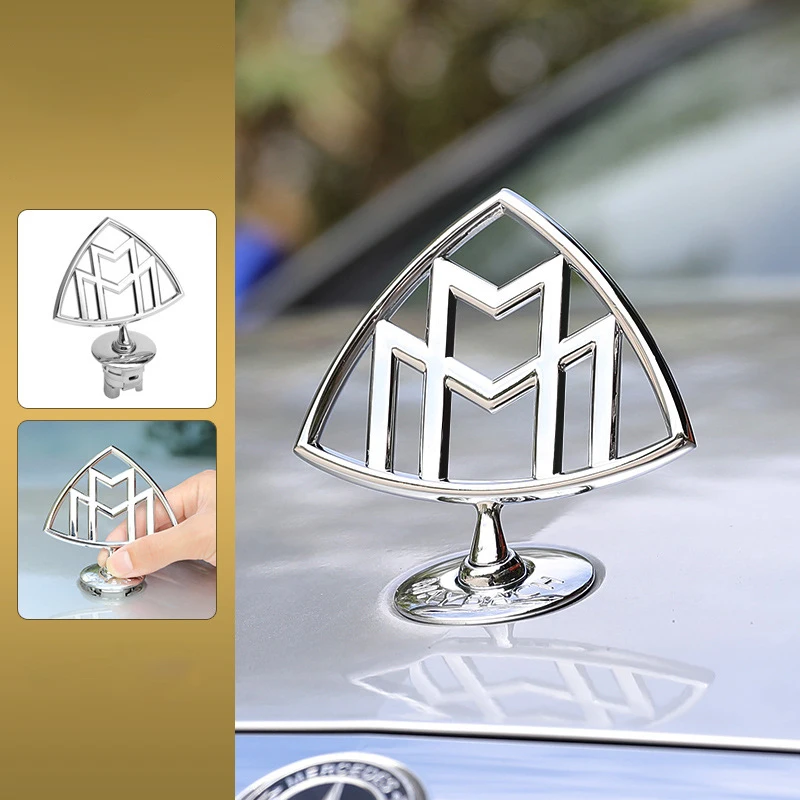 

3D Standing Metal Emblem Car Hood Logo Head Sticker Front Badge for Mercedes Maybach S400 S500 S600 S480 C-class E-class S-class