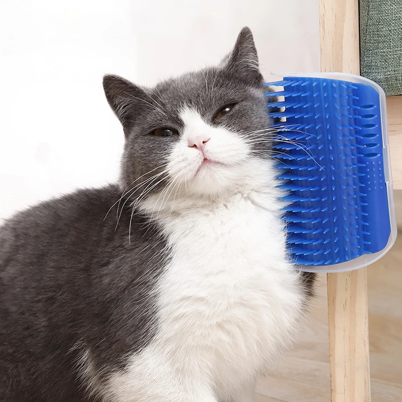 

Cat Self Groomer Brush Wall Corner Massage Comb Cat Corner Groomer Brush with Catnip Pet Grooming Massager Toy for Kitten Puppy