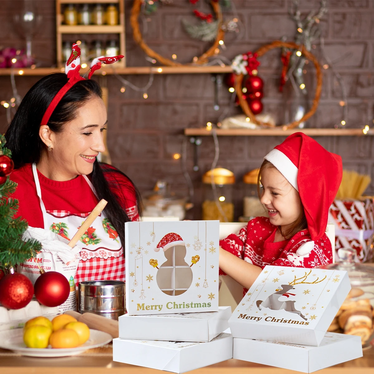 Рождественская коробка для печенья конфет Рождественское украшение дома 2024