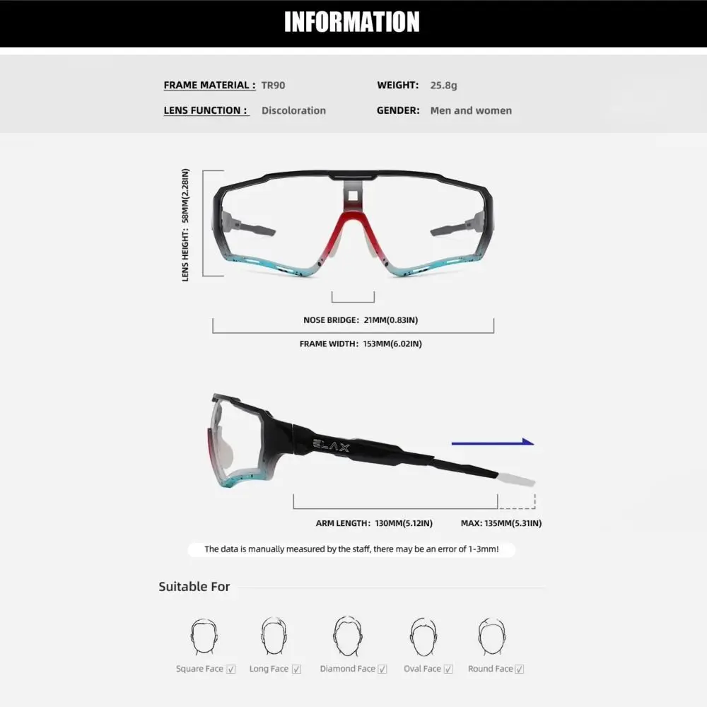 Солнцезащитные очки для велоспорта с быстрым обесцвечиванием регулируемая