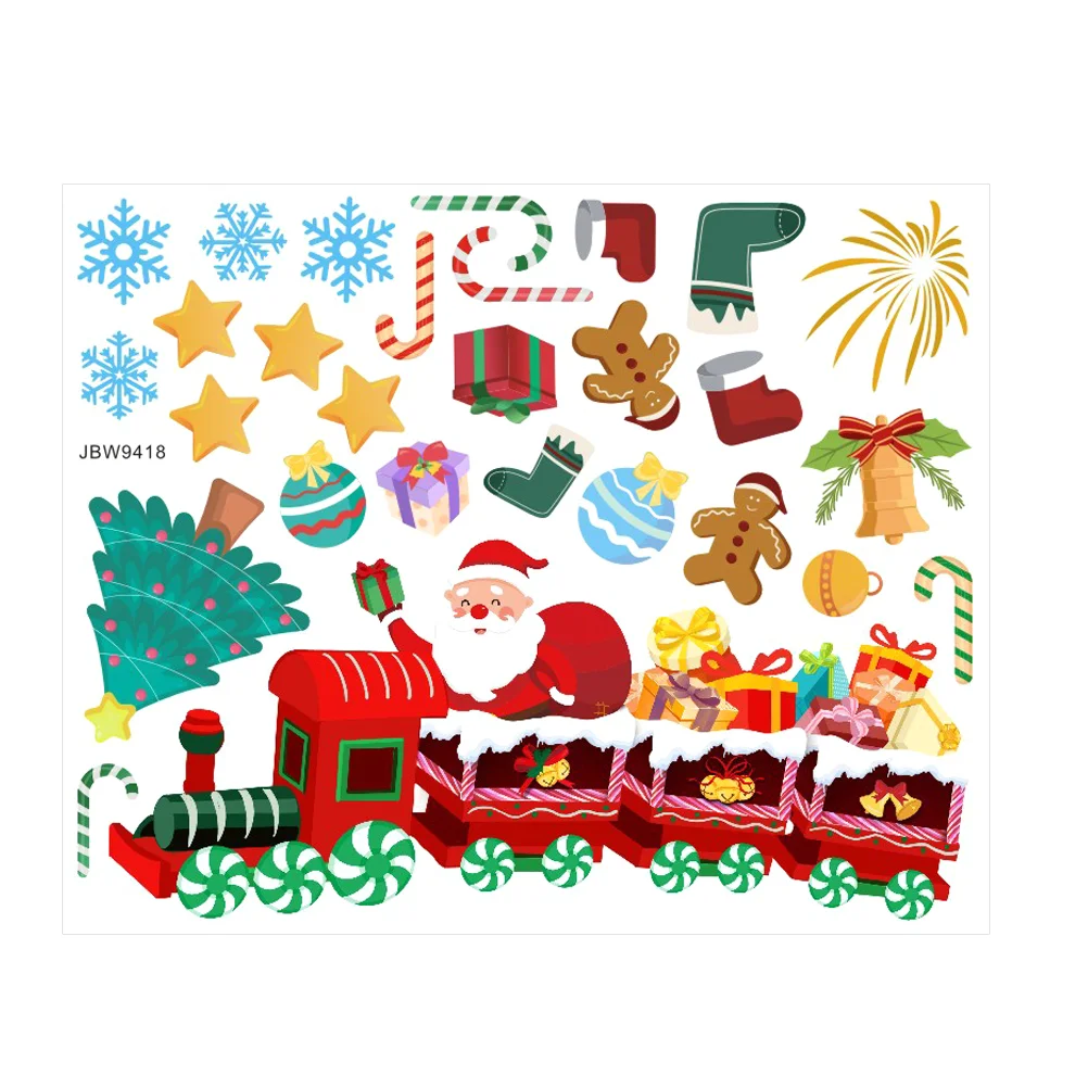

Wall Christmas Window Clings Santa Claus Sticker Stickers Decalstree Train Holiday Decor
