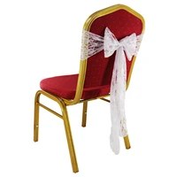 10pcs white lace chair sash bows chair band organza decor wedding chair for wedding birthday events party banquet chair ribbon