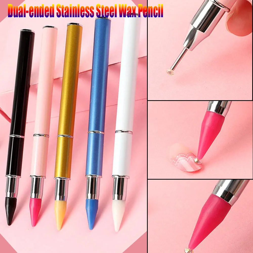 

1Pc Professional Diamond Dotting Pen Crystal Pen Stainless Steel +Wax Dual-ended Crystal Picking Pen Dual-ended Rhinestone Pen &