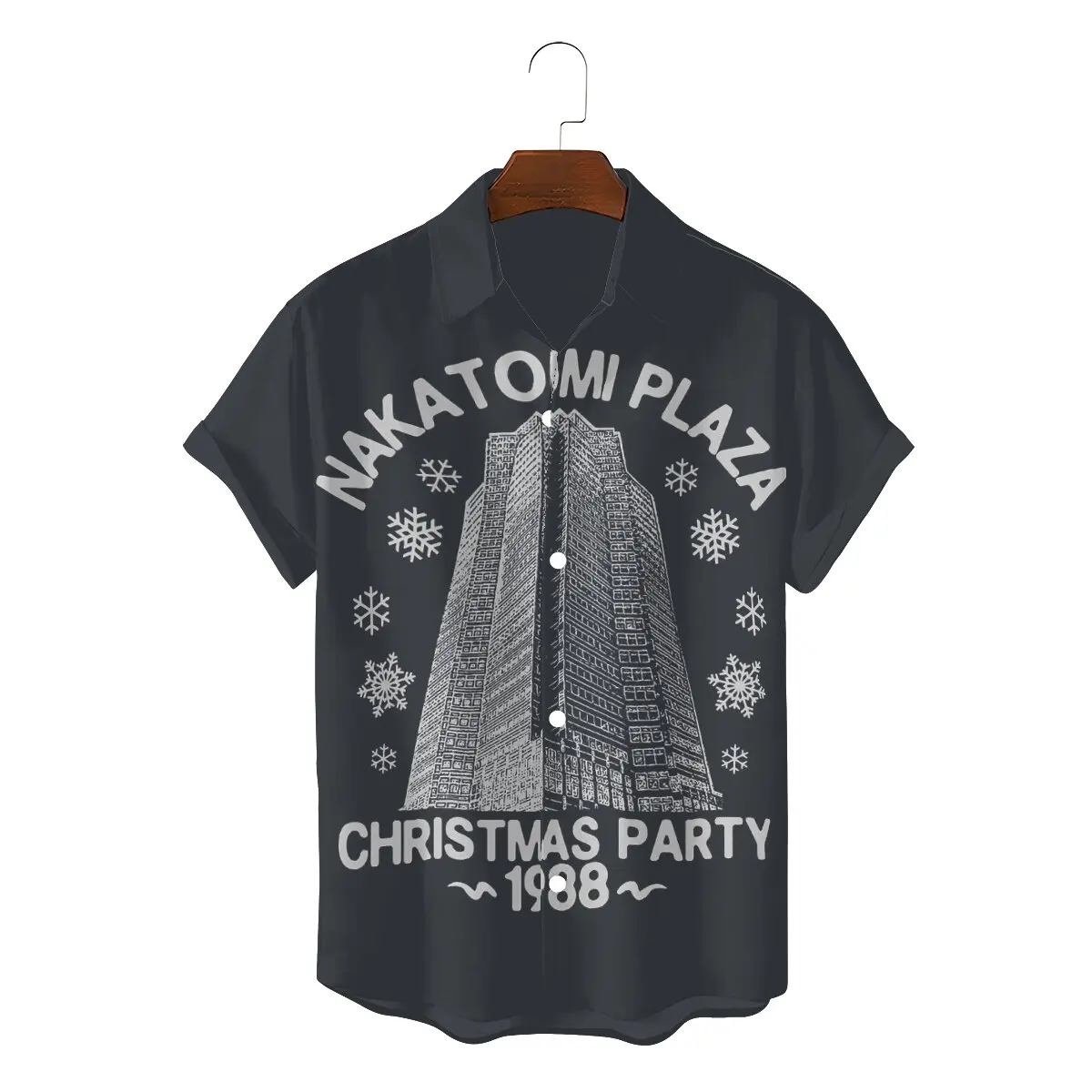 

Die Hard Movie Christmas Party 1988 Bruce Willis Creative Hawaii Shirt for Men Nakatomi Plaza 1988 Square Neck 3D Shirt