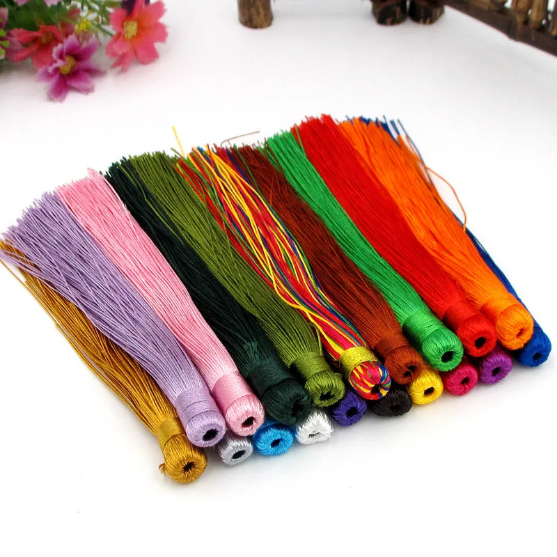 

BASEHOME 10pcs/lot 12 cm Multicolor Silk Tassel Cord Handmade polyester Thread Tassels Charms for DIY Making Findings Materials