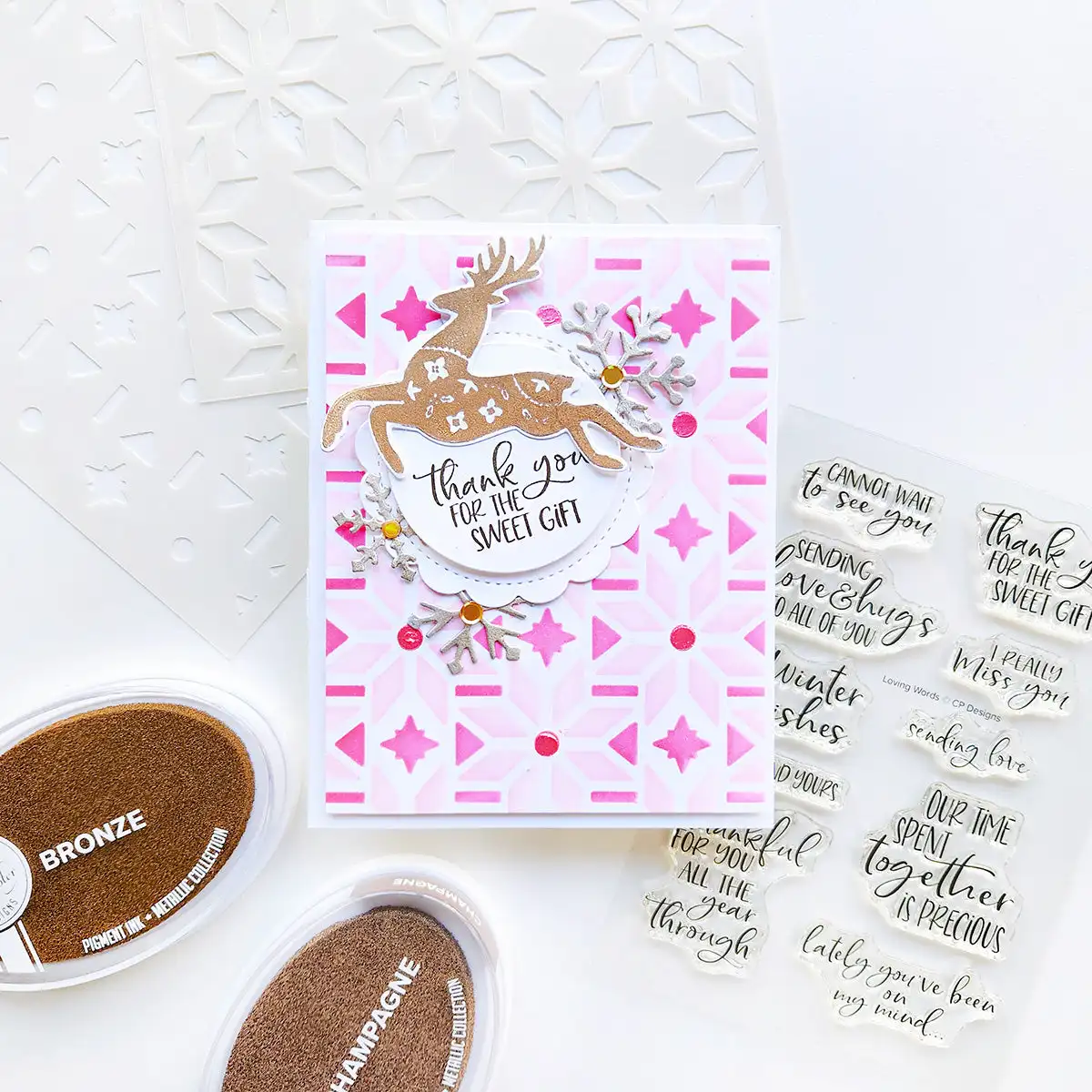 Многослойные трафареты с народной звездой Рождественский олень оловянный