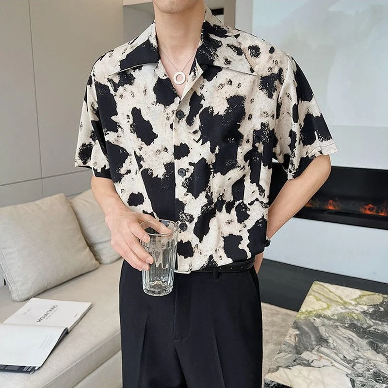 

Summer 2022 Fashion Leopard Shirts for Men Summer Trend Versatile Loose Casual Thin Beach Print Short Sleeve Shirts Hawaiian