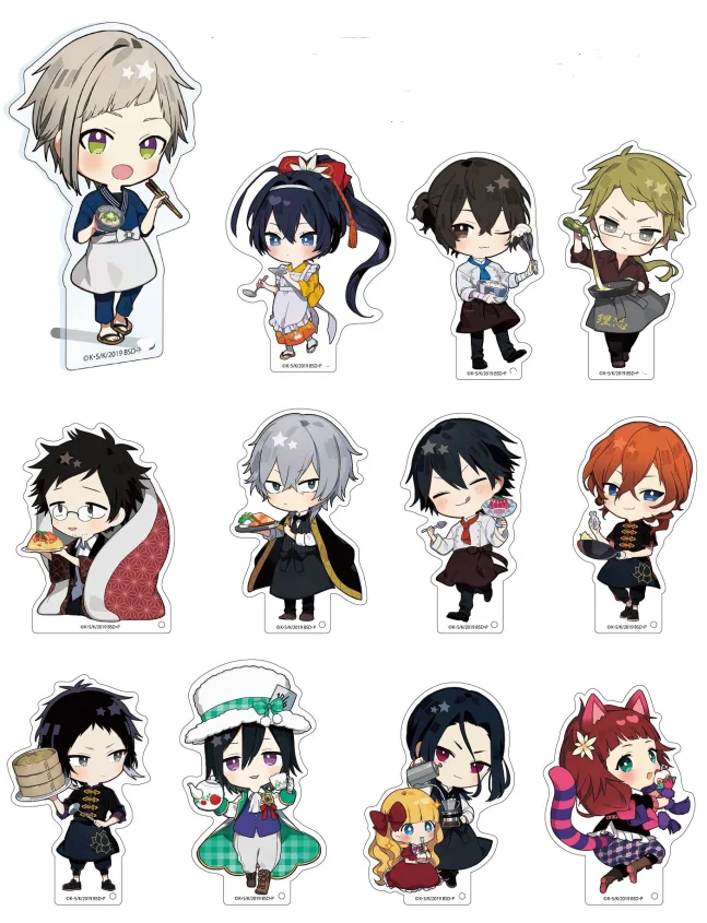 

Anime Bungo Stray Dogs Nakajima Atushi Izumi Kyouka Dazai Osamu Dining Room Food Series Small Acrylic Stand Figure Model Cosplay