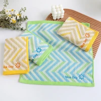 1pc 34x34cm nice day sun embroidered wave pattern 100 cotton soft absorbent square childern face towel