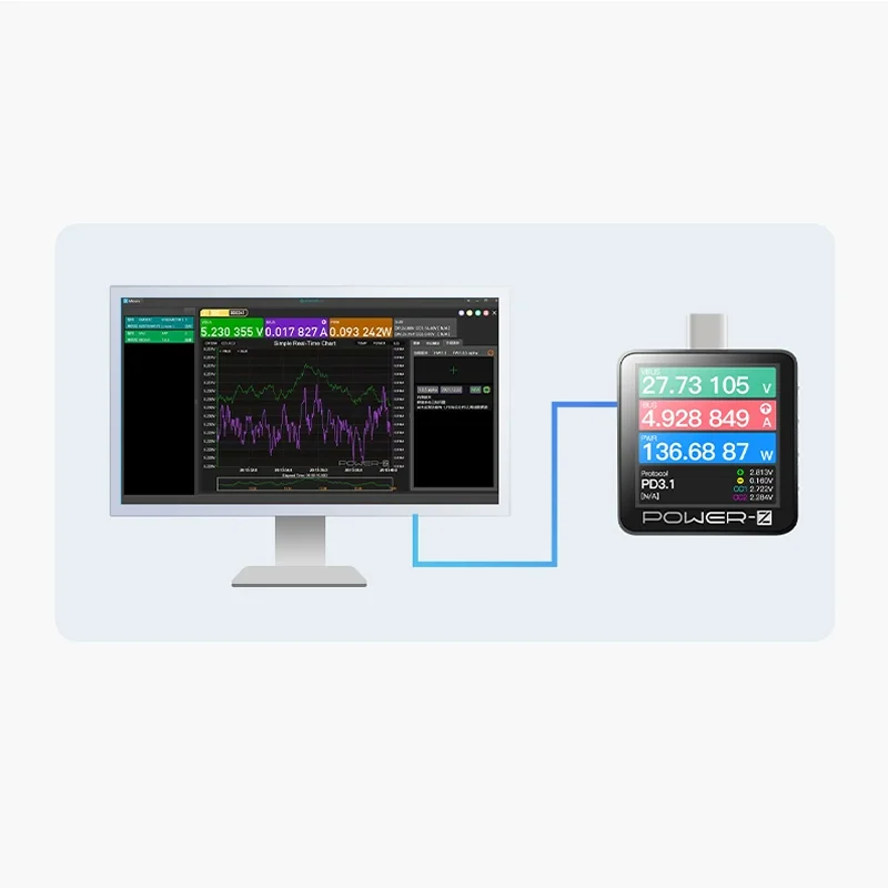 Фото Тестер протоколов быстрой зарядки ChargerLAB POWER-Z 240W PD3.1 Fusion KM003C с функцией измерения мощности №2
