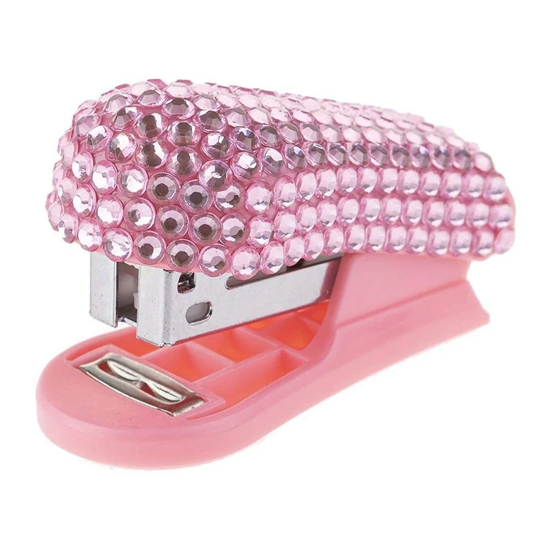 

Mini Stapler Diamond-Encrusted Mini Stapler Sticker Small Stapler Pink Gift Stapler Office Stationery Student Supplies