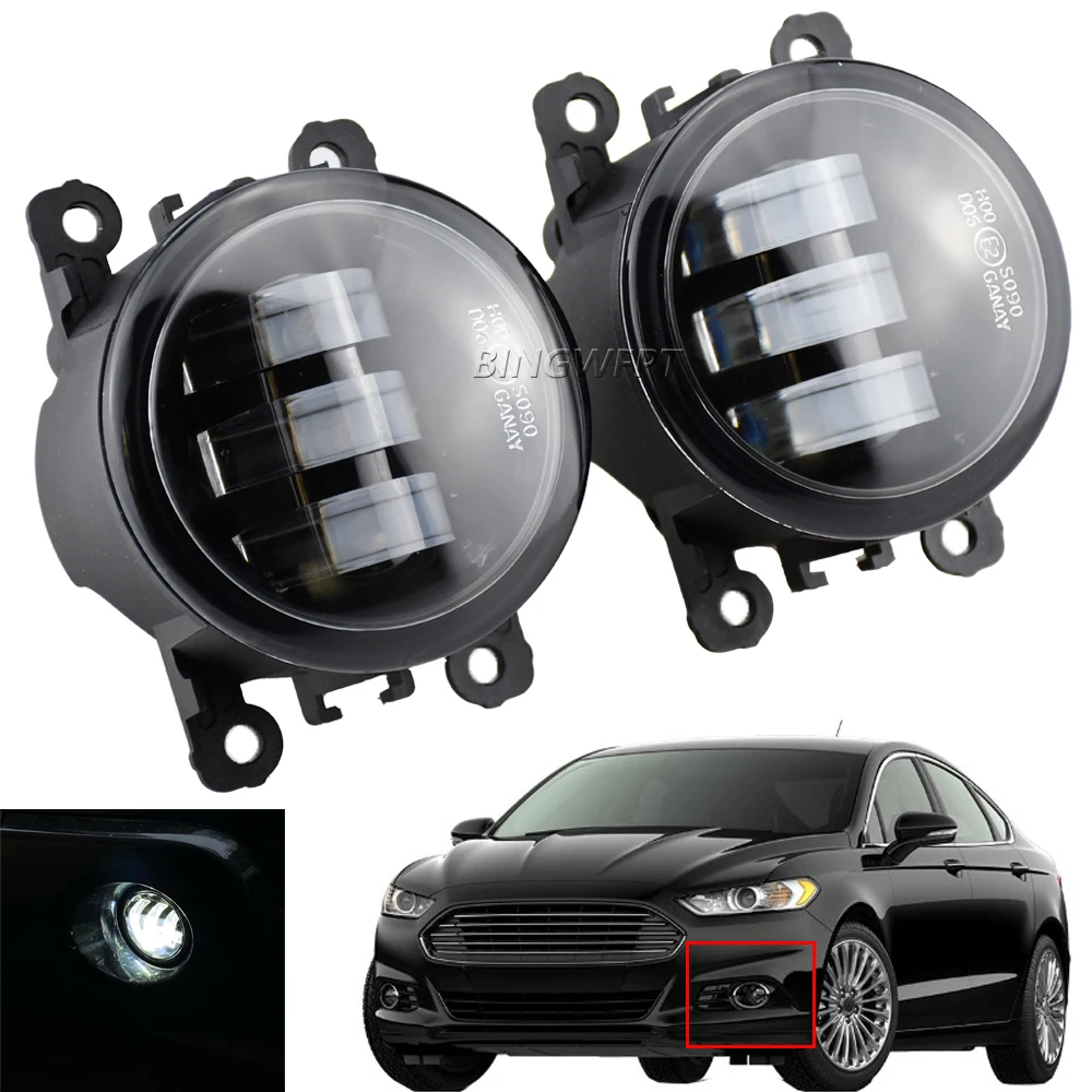 

2x Fog Light Assembly For Ford Mondeo Fusion 2013 2014 2015 2016 Car H11 Front Bumper LED Fog Lamp White Yellow 12V