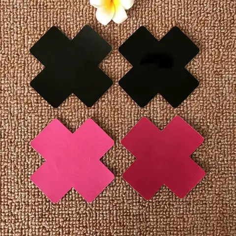 3/5 Pair Women Cross Shape Self-Adhesive Disposable Satin Nipple Cover Breast Pasties Stickers for strapless Clothes