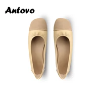 antovo heel shoes womens sandals 2022 designer luxury flat color blocking shallow mouth all match soft bottom chunky heel shoes