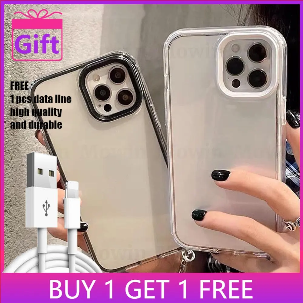 

For iPhone 8Plus Case 3 in 1 Silicone Soft Case Clear Case Removable Acrylic Frame Protection Screen for iPhone 11/12/13 Pro Max