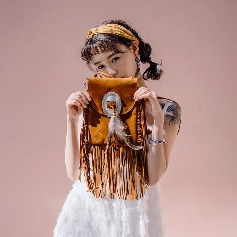 Мечтательная мексиканская сумка на одно плечо с бахромой повседневная для