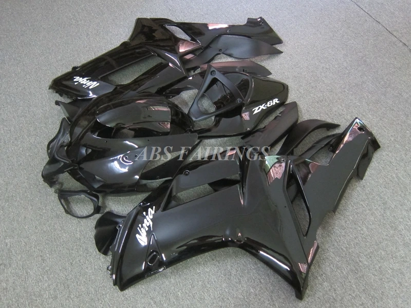 

4Gifts New ABS Motorcycle Whole Fairings Body Kit Fit For Kawasaki NInja ZX-6R 636 2007 2008 07 08 Bodywork Set Black Glossy