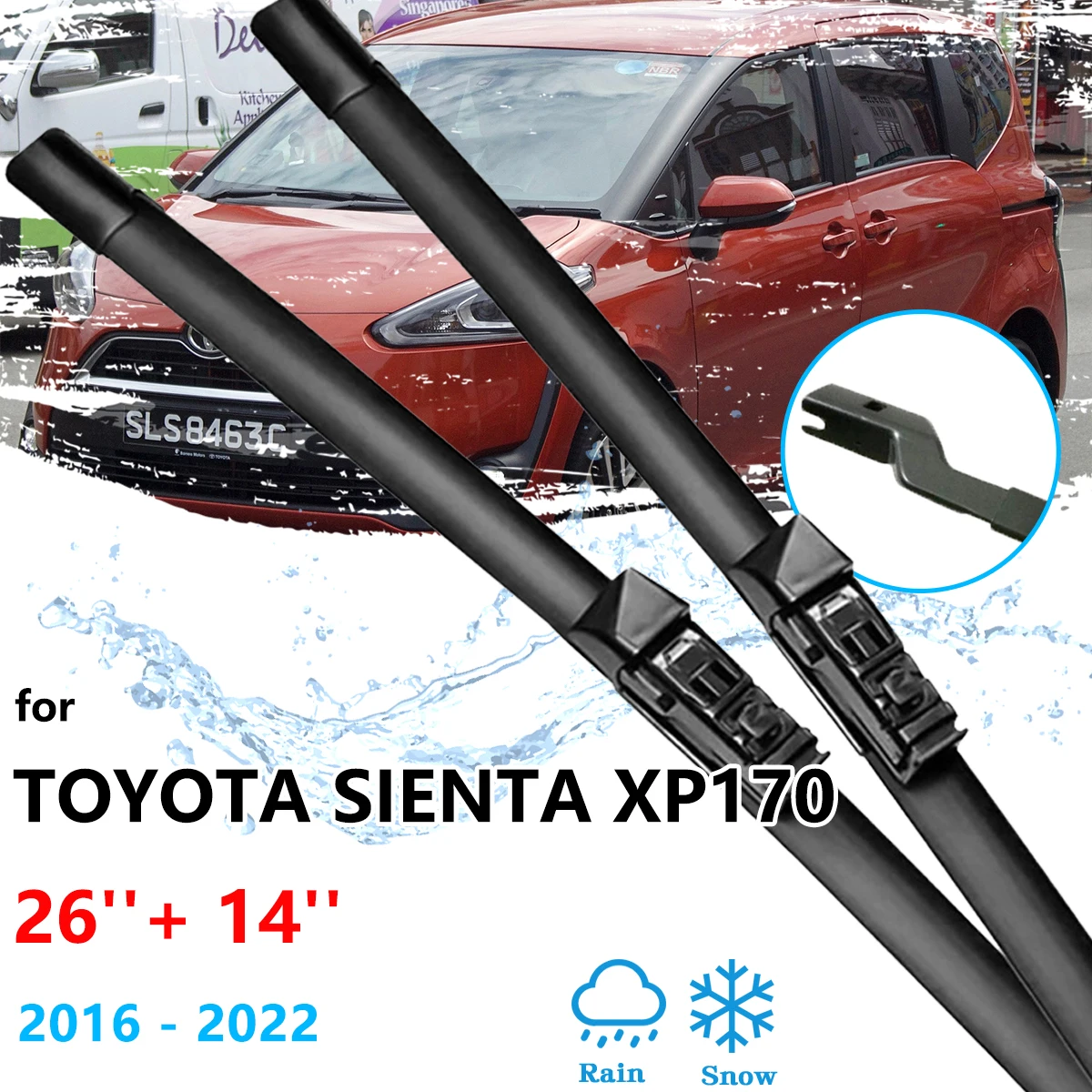 

3x For Toyota Sienta XP170 MK2 2016 2017 2018 2019 2020 2021 2022 Front Rear Wipers Blades Windshield Windscreen Window Cleaning