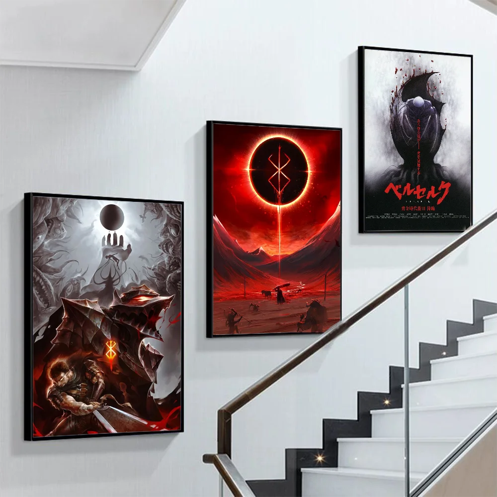 

Anime B-Berserk Poster Self-adhesive Art Poster Retro Kraft Paper Sticker DIY Room Bar Cafe Vintage Decorative Painting