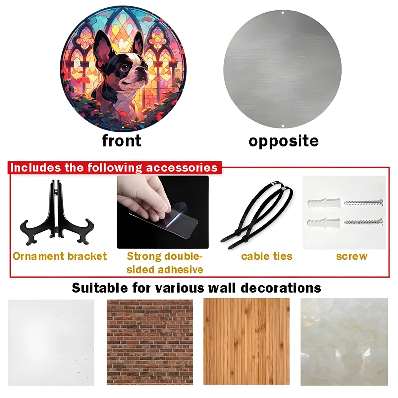 Декоративный Алюминиевый металлический знак для собак Бостон-терьер в витражном