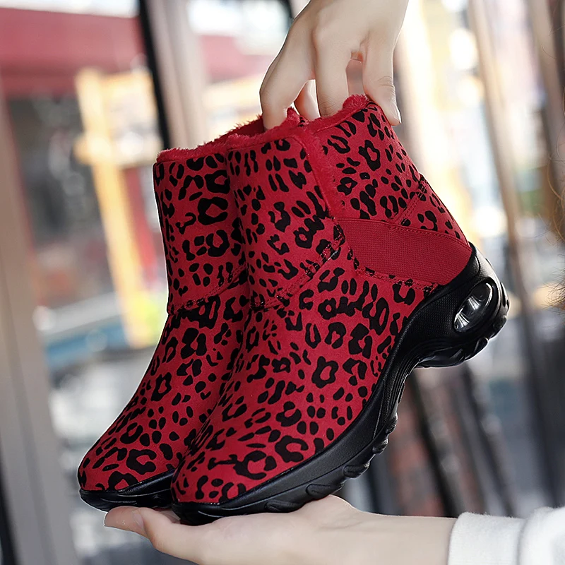 STRONGSHEN Women Fashion Snow Boots Slip On Platform With Heels Wear Resistance Fur Ankle Boots Botas Mujer Winter Boots