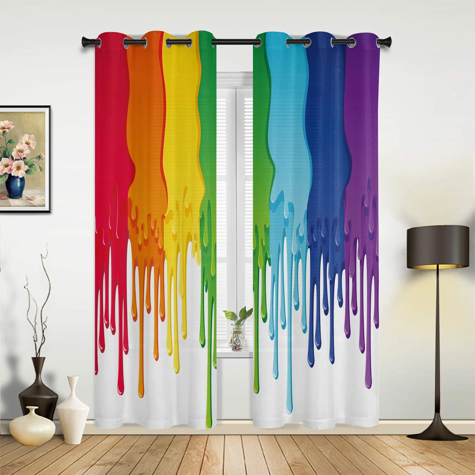 

Paint Flowing Colorful Curtains for Bedroom Living Room Drapes Kitchen Children's Room Window Curtain Modern Home Decor