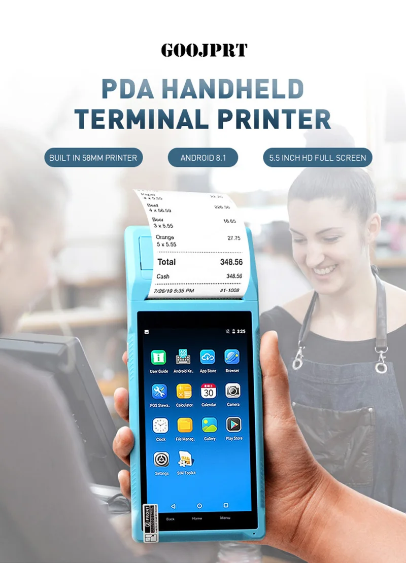 2022. Новинка POS-терминал NETUM PDA Android чековый принтер ручной Bluetooth Wi-Fi 3G NFC сборщик