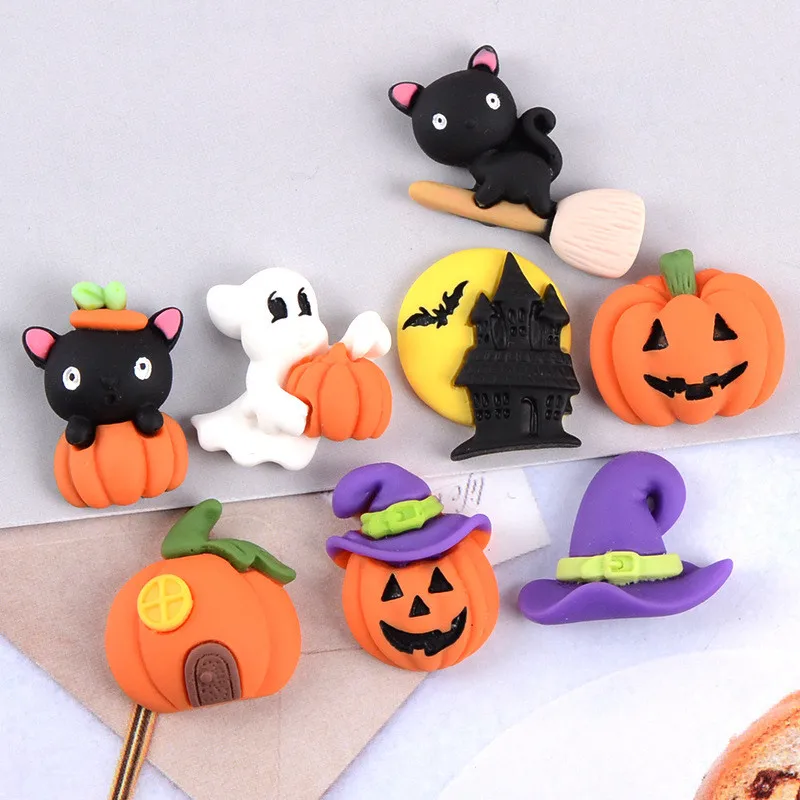

10pcs Halloween Pumpkin Ghost The Haunted House Resin Flatback Cabochons Scrapbook DIY Earrings Charm Crafts Making Supplies R54
