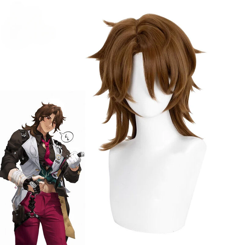Парики для косплея Honkai Star Rail Gallagher длина 35 см прямые коричневые синтетические