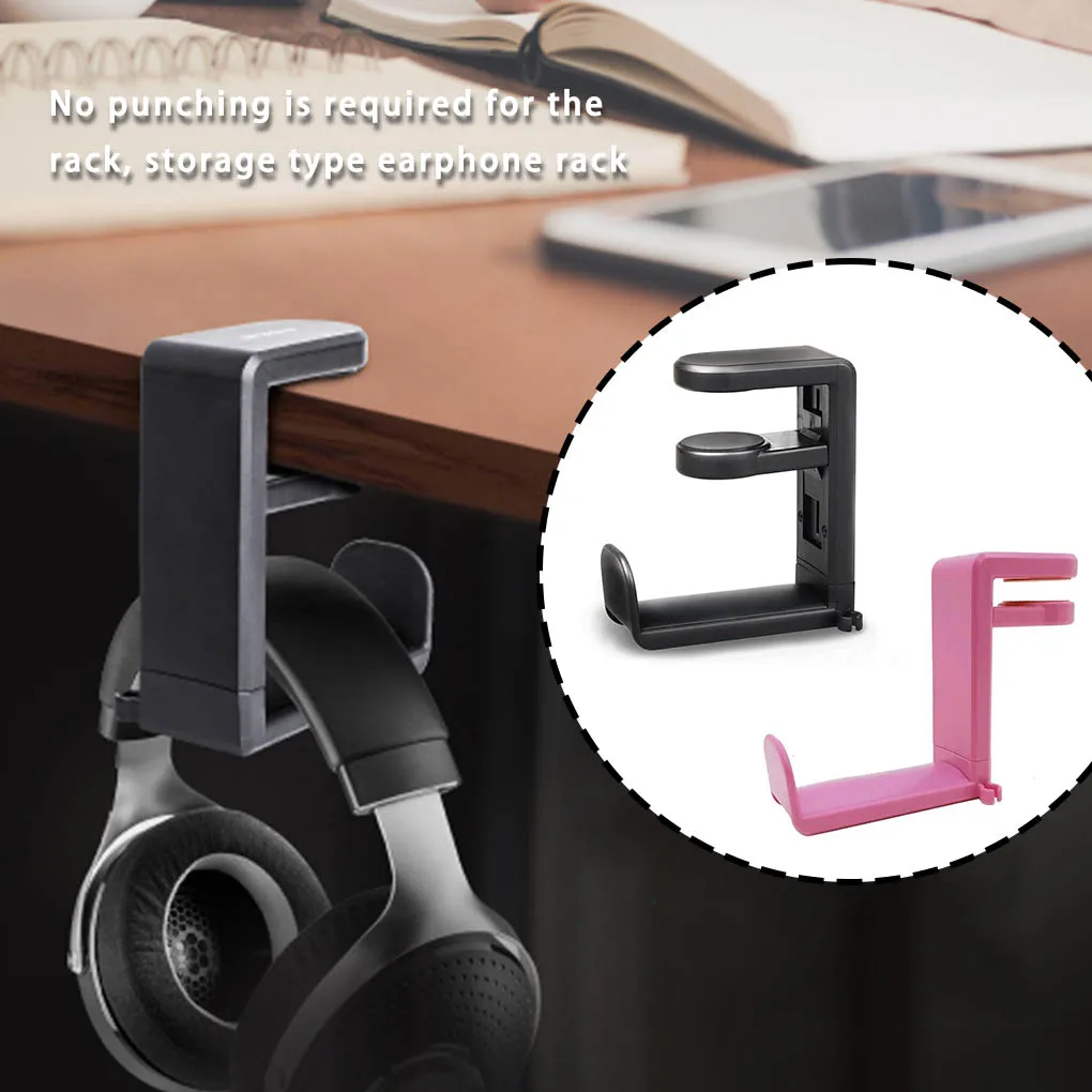 

Headphone Stand Holder Rotating Bracket Hook Earphone Rack Durable Pink