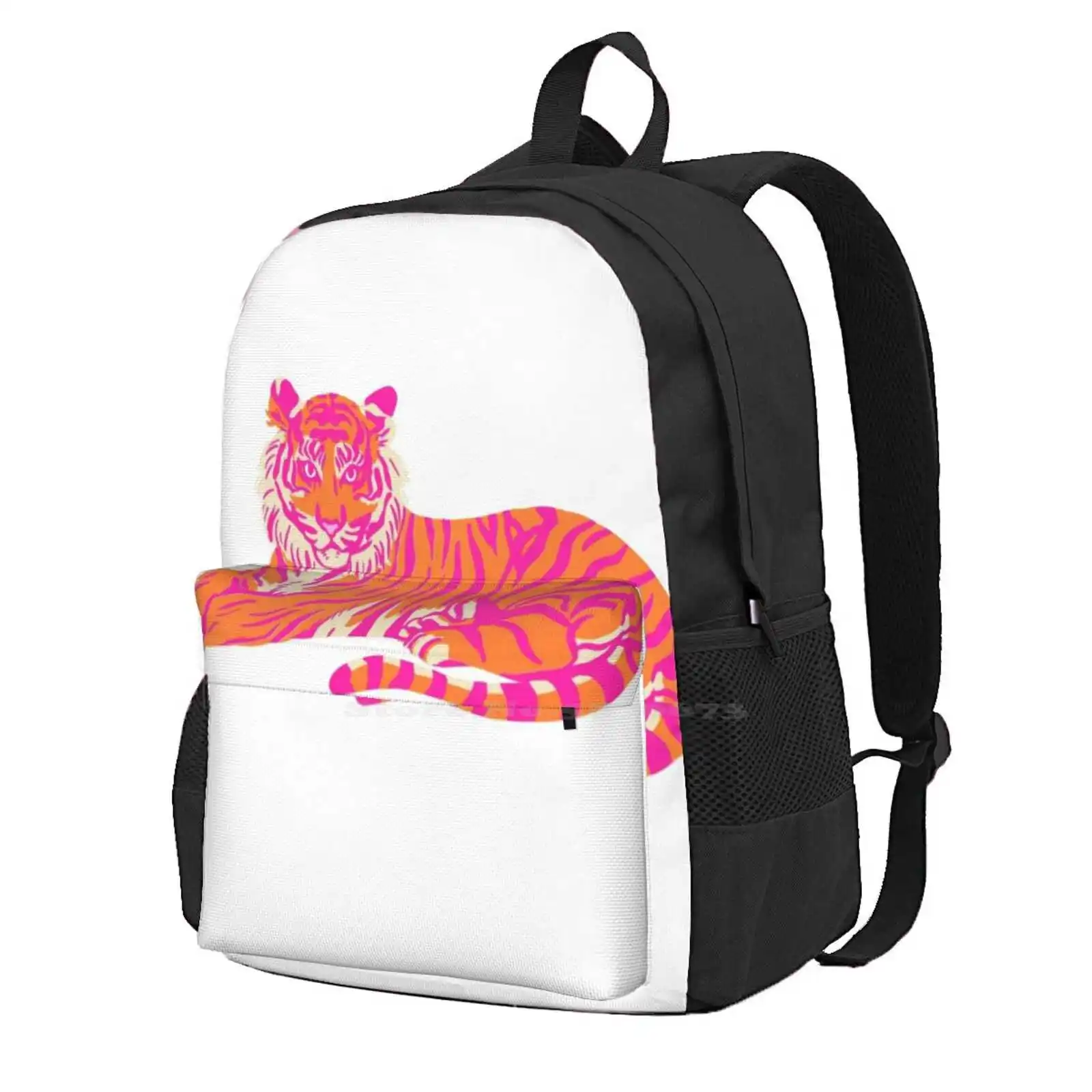 Pink And Orange Tiger Hot Sale Backpack Fashion Bags Tiger Orange Pink Trendy Clemson College
