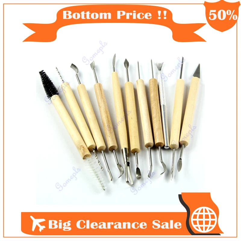 

11pcs Wood Wax Handle Pottery Carving Sculpture Clay Modeling Tool DIY Craft Set Clearance Sale