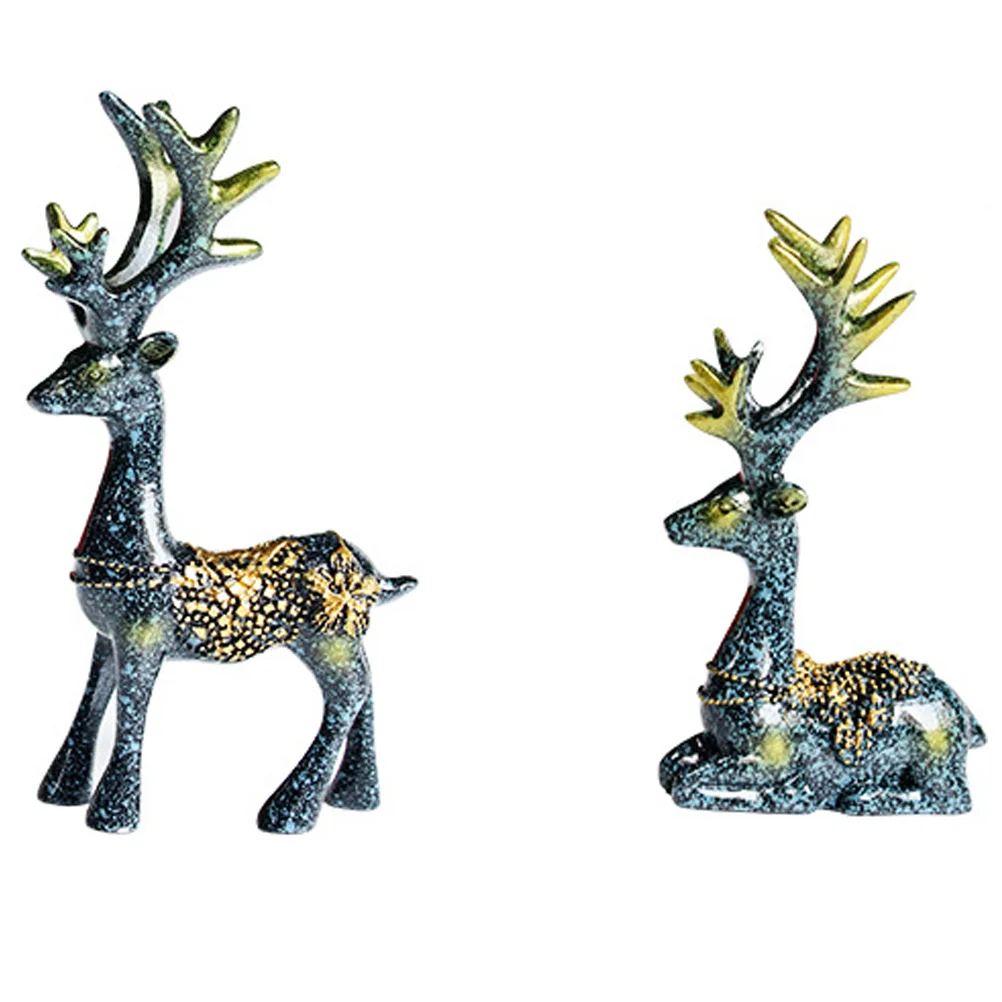 

Deer Elk Statue Reindeer Figurines Resin Statues Figurine Christmas Room Gift Decor Animal Holiday Decorative Mini Standing