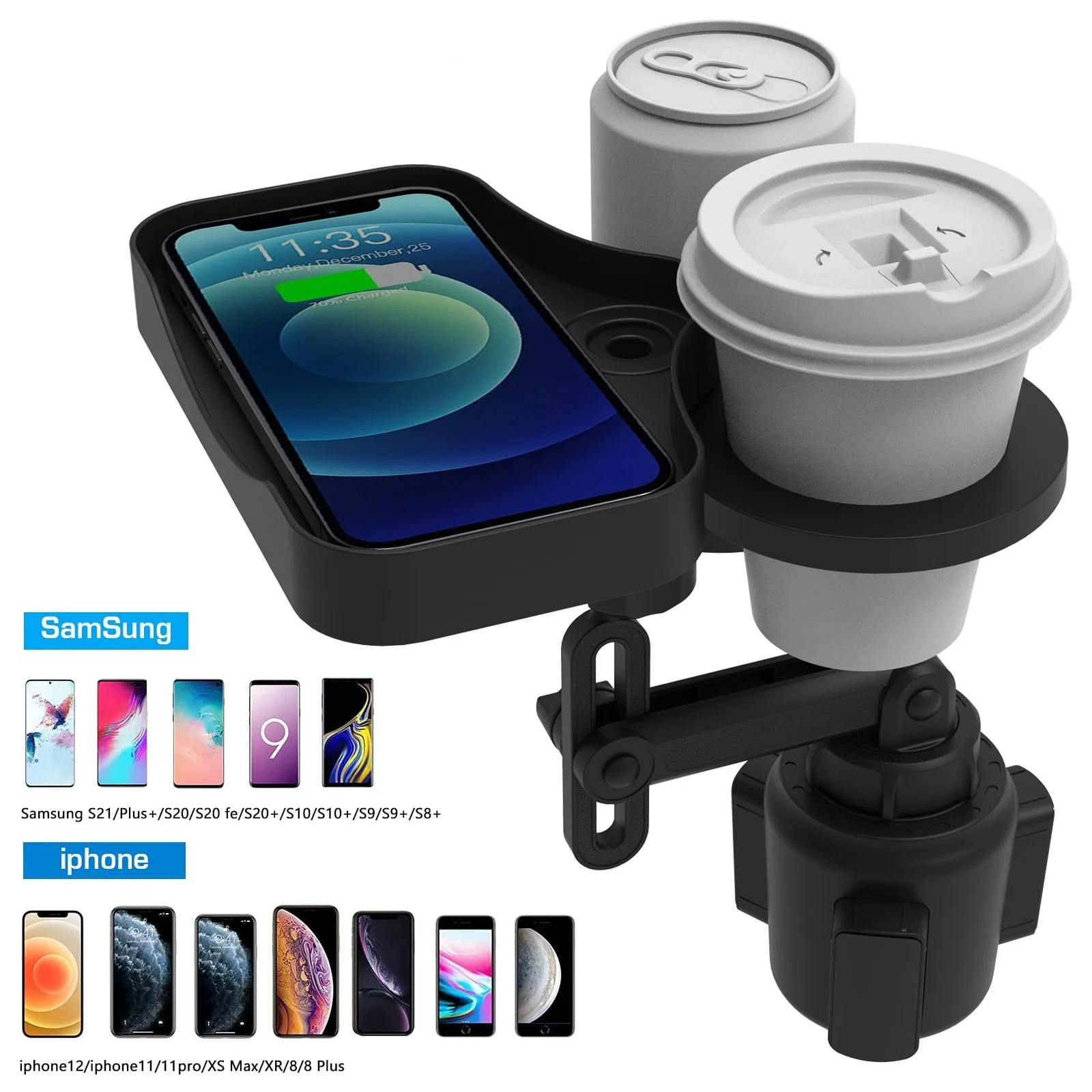 

Cup Holder Expander Adapter Universal Car Phone Drink Bottle Stand Rack ABS regolabile Design creativo accessori Auto