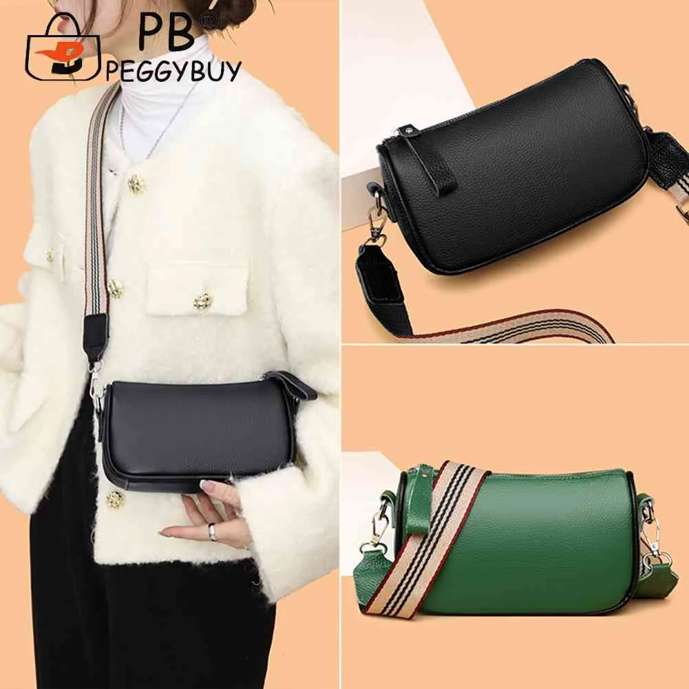 

Модные женские сумки на плечо из искусственной кожи, дамские сумочки через плечо с широким ремешком, однотонные мессенджеры через плечо с м...