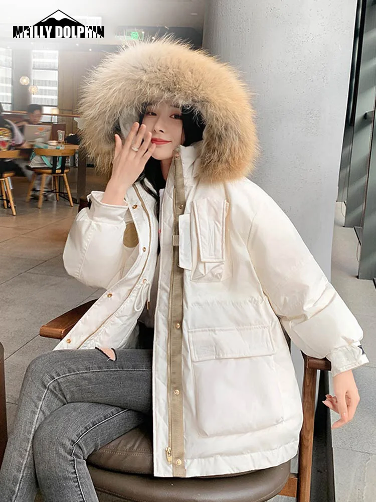New Thick Loose Parkas Women Winter Puffer Jacket Fashion Fur Hooded Coats Women Military Style Cotton Padded Clothes