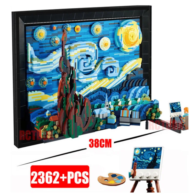 

Vincent Van Gogh The Starry Night Building Blocks Art Painting Bricks Moc Ideas Home Decorae Education Toy Gift Compatible 21333