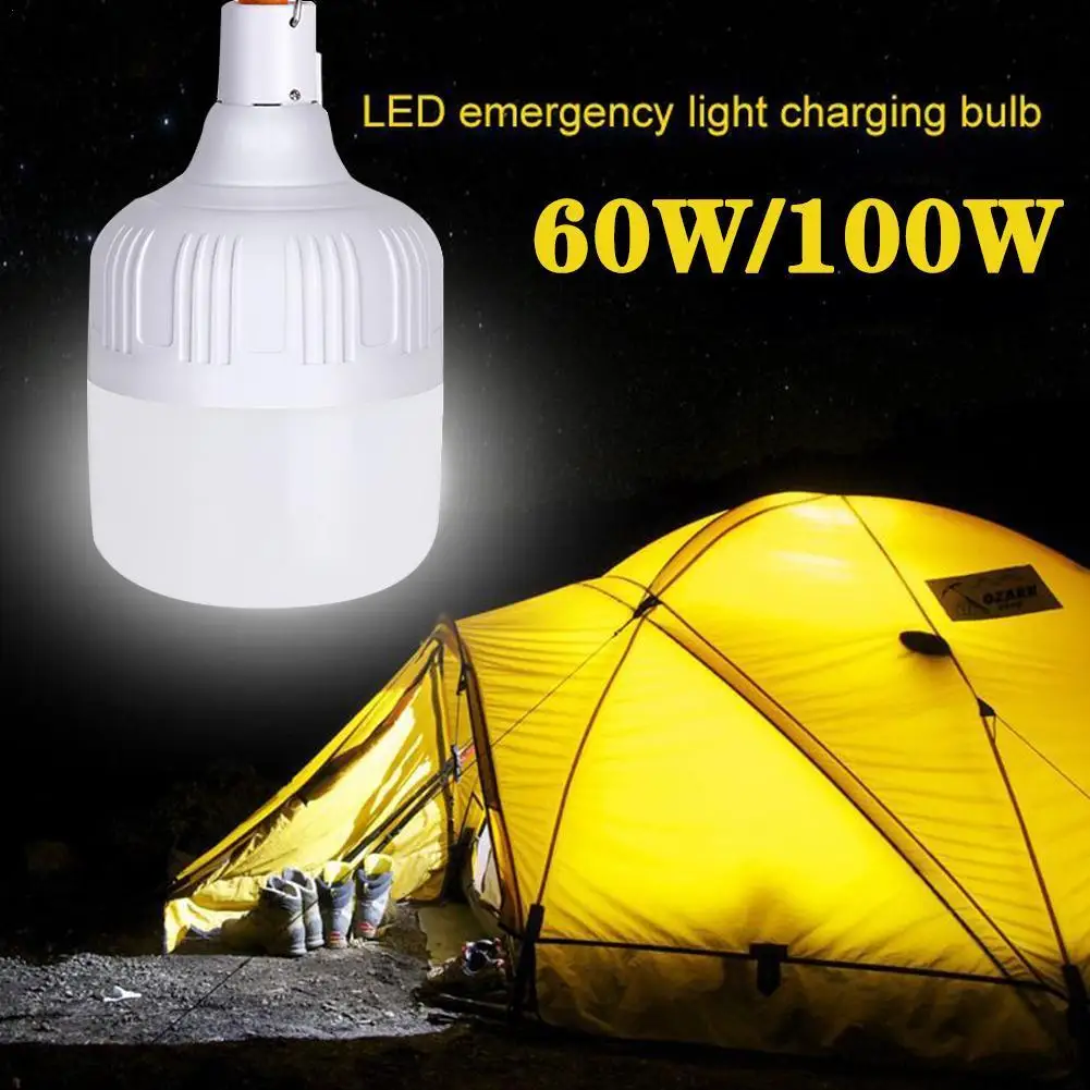 

100W Camping Light USB Rechargeable LED Bulb 5 Lighting Modes Hanging Tent Light Portable Emergency Bulb for Garden Outdoor