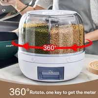 grid rotate rangement cuisine jars with lid distributeur cereales kitchen cabinet storagerice dispenserfood container home