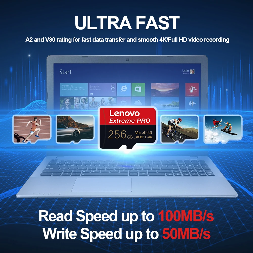 Фото Высокоскоростная карта памяти Lenovo SD Micro SD UHS-II V60 Professional для ноутбуков, экшн-камер, игровых дронов - 512 ГБ, 256 ГБ, 128 ГБ, 64 ГБ №2