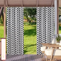 Outdoor Waterproof Printing Black And White Geometric Curtain Blackout Curtain Fabric Finished Product