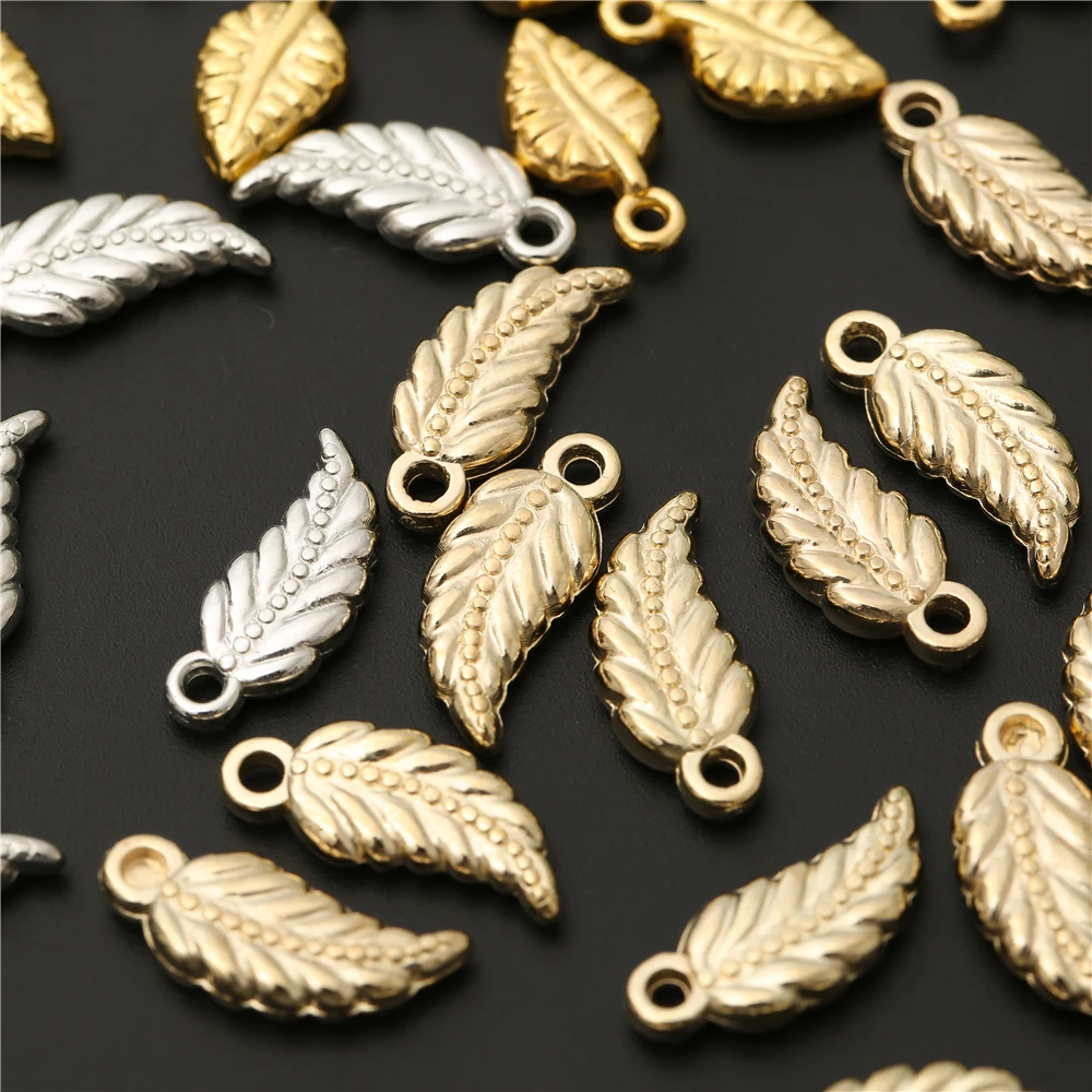 

100Pcs/Lot Plastic CCB Leaves Feather Pendant For Jewelry Making Gold Silver Diy Earrings Necklace Bracelet Charms Accessories