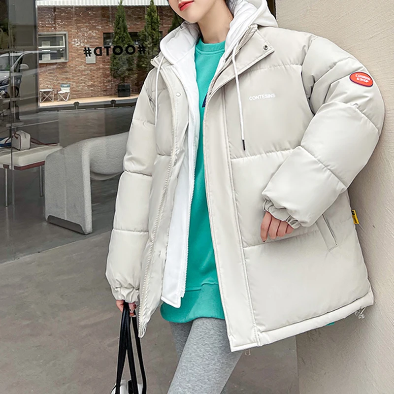 Winter Jacket Women Overcoat Thick Down Cotton Padded Short  Casual Hooded Bubble Coat Female