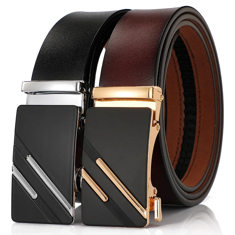 New Men Belts for 3.5cm Width Fashion Automatic Buckle Genuine Leather Men's Jeans High Quality Waist Male Strap