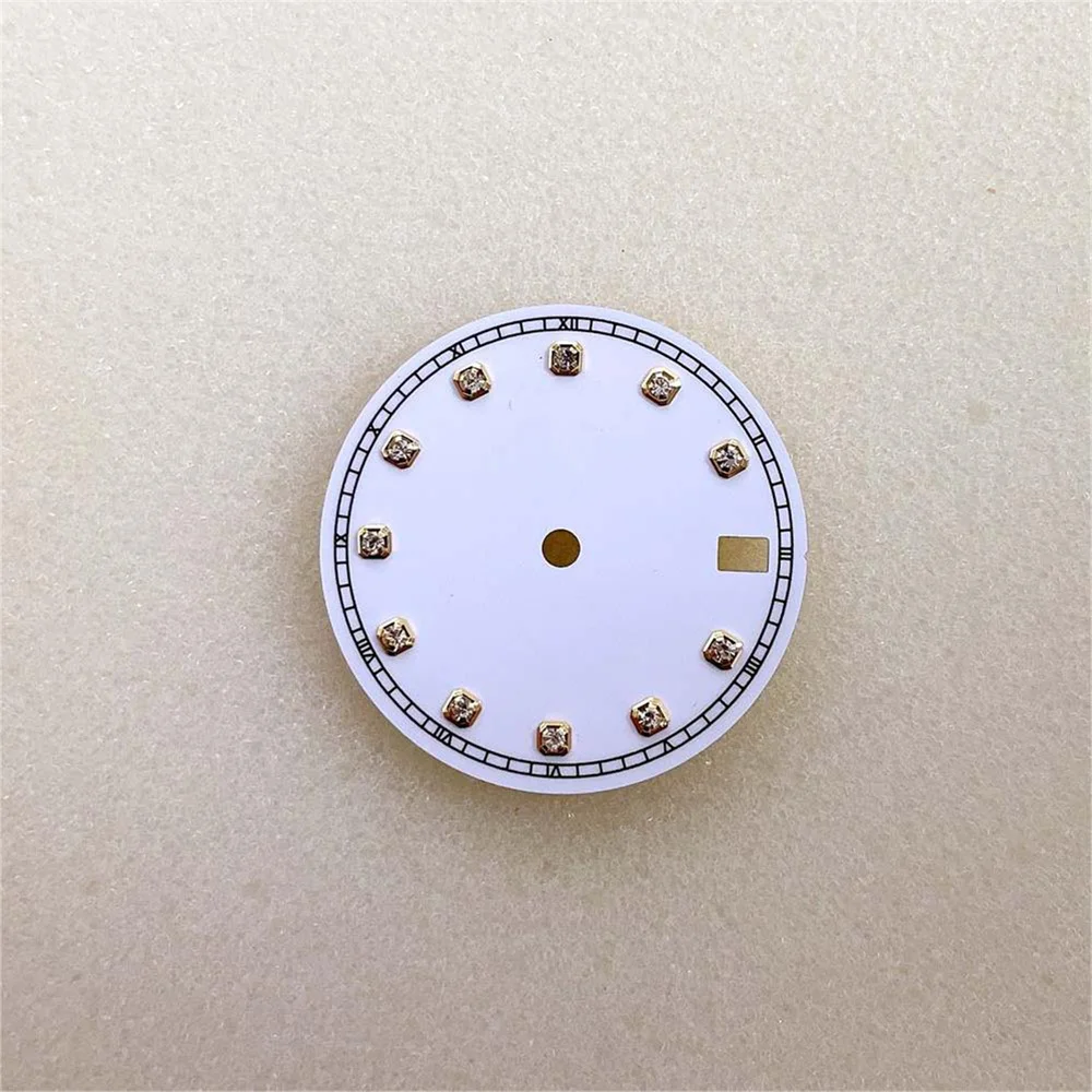 28 5 мм циферблат с золотым краем инкрустированные камнем часовые маркеры